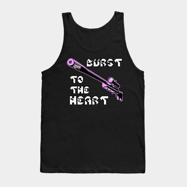 Burst To The Heart, v. Code Pink Wht Text Tank Top by punchado